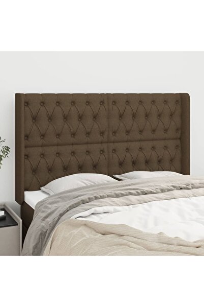 Concept Tăblie de pat cu aripioare maro închis 147x16x118/128 cm textil