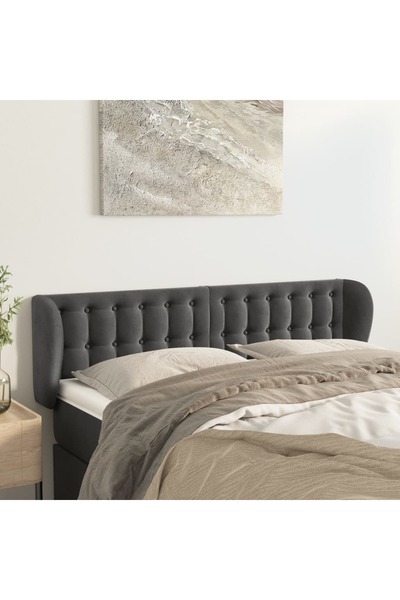 Concept Tăblie de pat cu aripioare gri închis 147x23x78/88 cm catifea