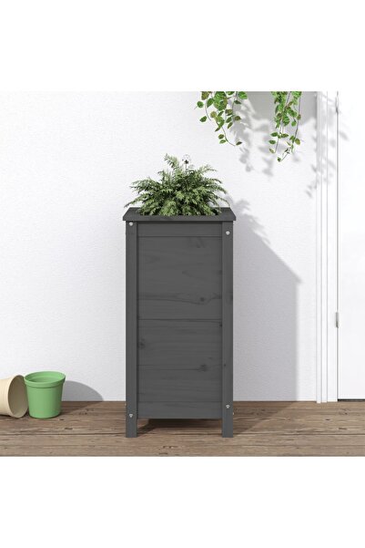 Concept Γλάστρα κήπου, γκρι, 40x40x78 cm, από μασίφ ξύλο πεύκου
