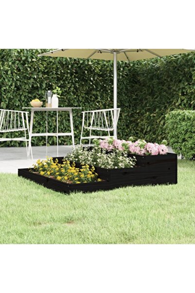 Concept Γλάστρα, μαύρη, 107x107x27 cm, από μασίφ ξύλο πεύκου