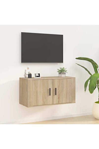 Concept Επιτοίχιο έπιπλο τηλεόρασης, δρυς sonoma, 80x34,5x40 εκ.