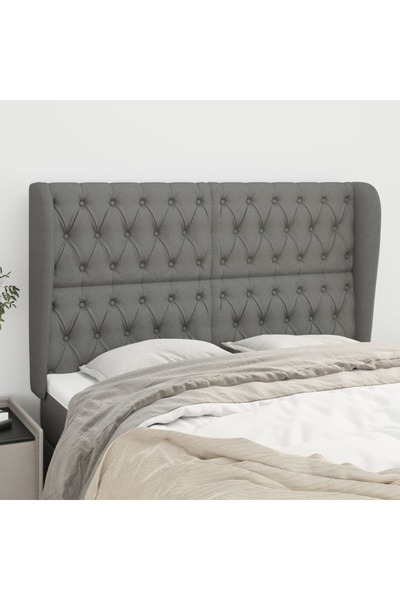 Concept Tăblie de pat cu aripioare gri închis 147x23x118/128 cm textil