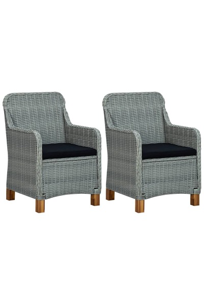 Concept Καρέκλες κήπου με μαξιλάρια, 2 τεμάχια, ανοιχτό γκρι, πολυεστέρας