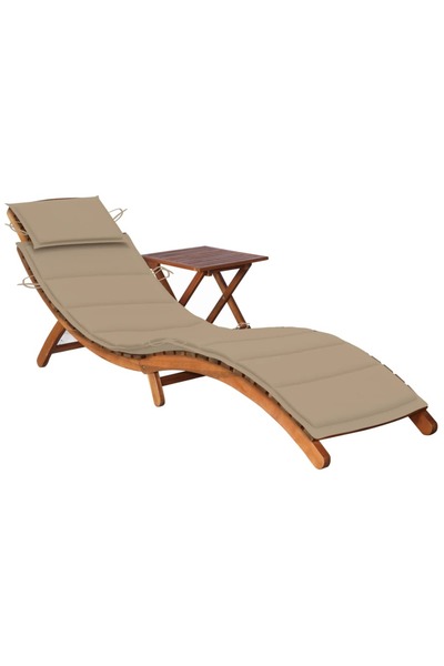 Concept Ξαπλώστρα κήπου με τραπέζι και Μαξιλάρι, από μασίφ ξύλο ακακίας