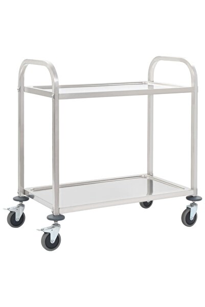 Concept Τροχήλατο τρόλεϊ κουζίνας 2 επίπεδα 96,5x55x90 εκ. από ανοξείδωτο ατσάλι