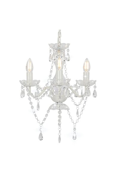 Concept Candelabru cu mărgele, alb, rotund, 3 becuri E14