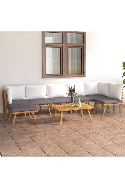 Concept Σετ επίπλων κήπου με μαξιλάρια, 8 τεμάχια, από μασίφ ξύλο ακακίας