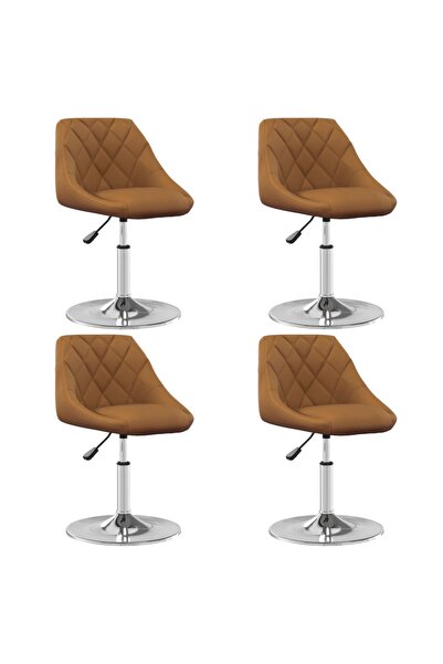 Concept Περιστρεφόμενες καρέκλες κουζίνας, 4 τεμ., καφέ, Βελούδο