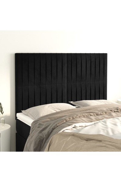 Concept Κομοδίνα, 4 τεμάχια, μαύρα, 72x5x78/88 cm, Βελούδο