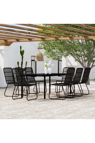Concept Σετ επίπλων κήπου, 9 τεμάχια, μαύρο