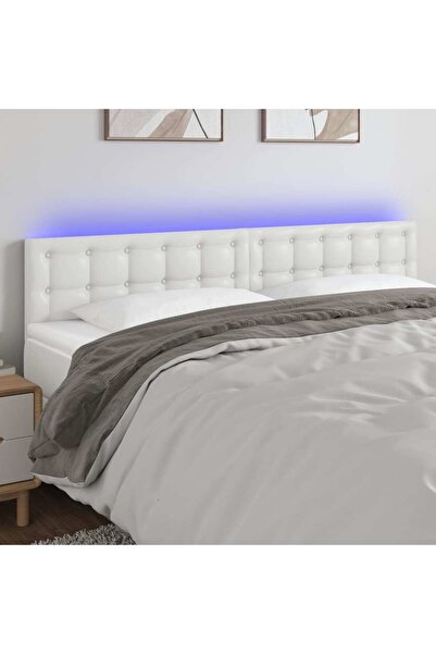 Concept Κεφαλάρι LED, λευκό, 180x5x78/88 cm, οικολογικό Δερμάτινο