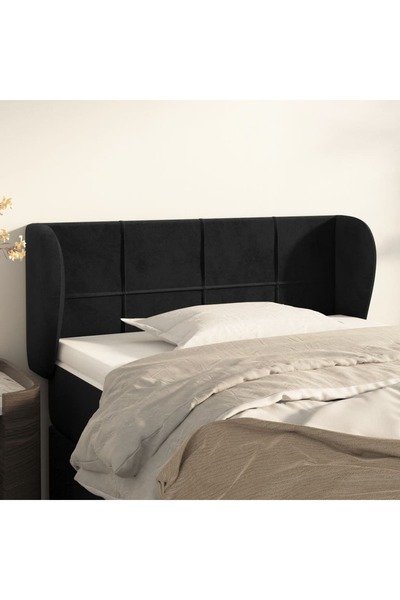 Concept Tăblie de pat cu aripioare negru 103x23x78/88 cm catifea