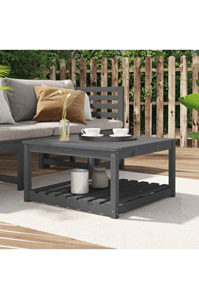 Concept Τραπέζι κήπου, γκρι, 82,5x82,5x45 εκ., μασίφ ξύλο πεύκου