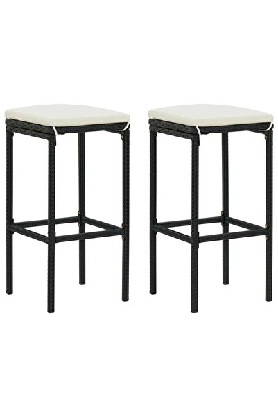 Concept Σκαμπό μπαρ με μαξιλάρια, 2 τεμ., μαύρο, πολυρατάν