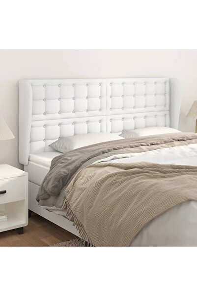 Concept Tăblie de pat cu aripioare, alb, 183x23x118/128 cm, piele