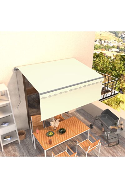 Concept Χειροκίνητη αναδιπλούμενη τέντα με στόρι, κρεμ, 3,5x2,5 μ.