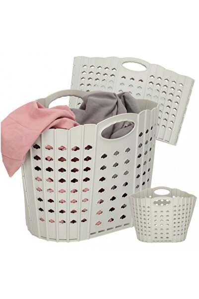 Ikonka Grey foldable laundry basket, with two sturdy handles, size 42 x 24 x ...