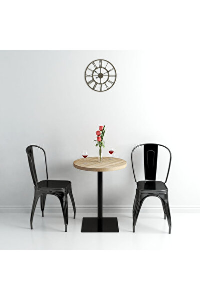 Concept Masă bistro, MDF și oțel, rotundă, 60x75 cm, culoare stejar