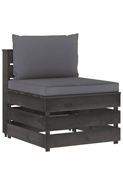 Concept Canapea de mijloc modulară cu perne, gri, lemn impregnat