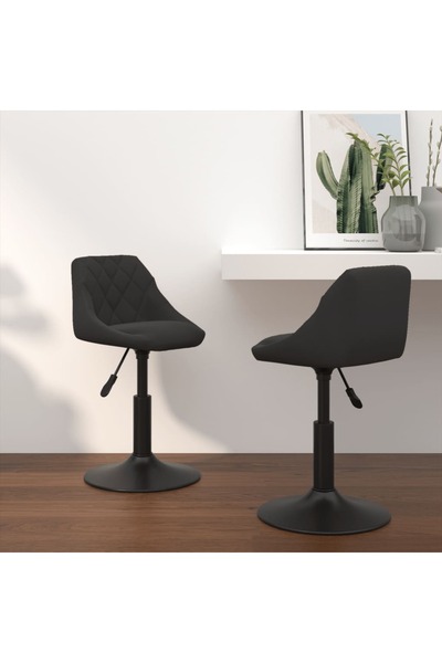 Concept Scaune de bucătărie pivotante, 2 buc., negru, catifea