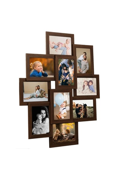 Concept Κορνίζα κολάζ φωτογραφιών για φωτογραφίες 10x (10x15 cm), σκούρο καφέ...