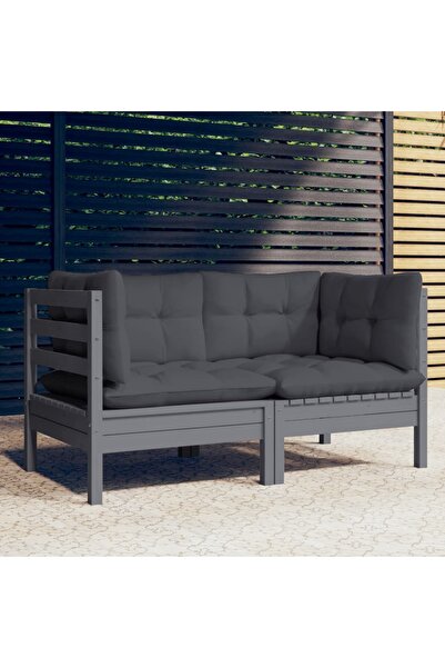 Concept 3096012 Διθέσιος Καναπές Κήπου με Μαξιλάρια Ανθρακί από Μασίφ Ξύλο Πε...