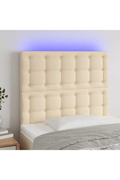 Concept Tăblie de pat cu LED, crem, 100x5x118/128 cm, textil