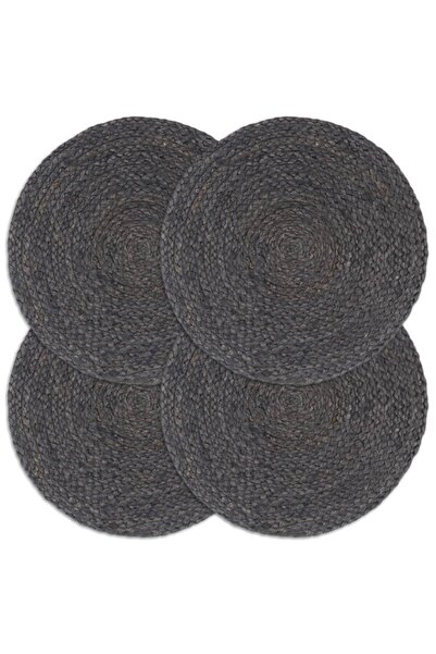 Concept Naproane, 4 buc., gri închis, 38 cm, iută, rotund