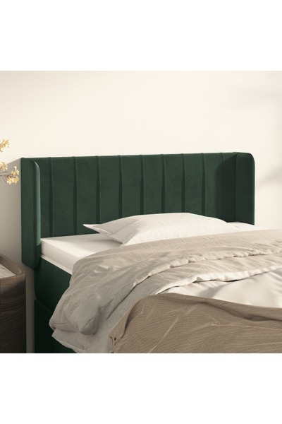 Concept Tăblie de pat cu aripioare verde închis 103x16x78/88 cm catifea