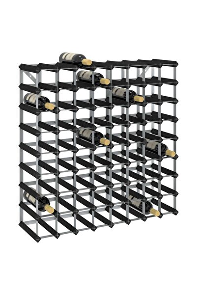 Concept Suport de vinuri, 72 sticle, negru, lemn masiv de pin