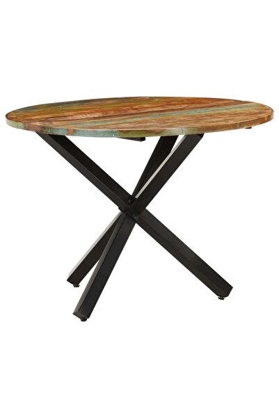 Concept Τραπέζι κουζίνας, 100x100x75 εκ., από μασίφ ανακυκλωμένο ξύλο, στρογγυλό