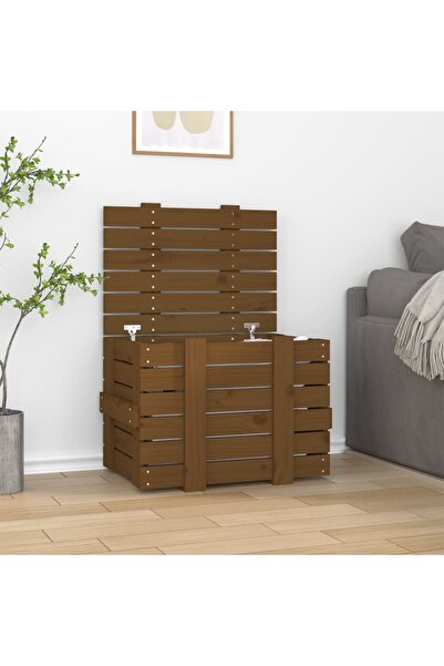 Concept Κουτί αποθήκευσης, μελί καφέ, μασίφ ξύλο πεύκου 58x40,5x42 cm