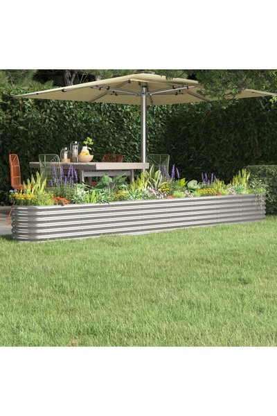 Concept Ασημένια γλάστρα 332x40x36 cm ηλεκτροστατικά βαμμένη από ατσάλι