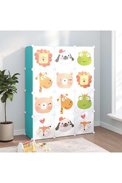 Concept Ντουλάπι αποθήκευσης κύβων για παιδιά, 12 κύβοι, πράσινο, PP