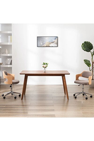 Concept Περιστρεφόμενη καρέκλα γραφείου, γκρι-μπεζ, καμπυλωτό ξύλο και ύφασμα