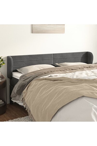 Concept Tăblie de pat cu aripioare gri închis 163x23x78/88 cm catifea