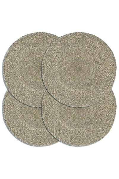 Concept Naproane, 4 buc., gri, 38 cm, iută, simplu, rotund