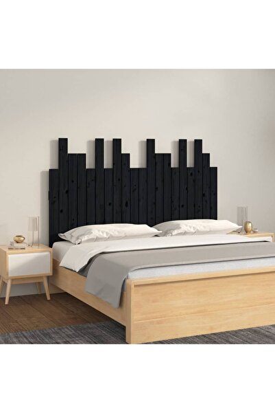 Concept Κεφαλάρι τοίχου, μαύρο 127,5x3x80 cm από μασίφ ξύλο πεύκου