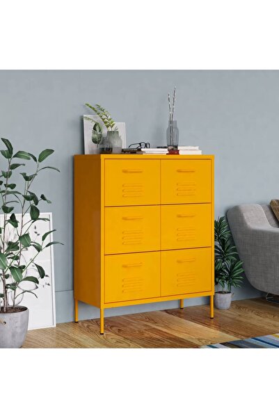 Concept Συρταριέρα, μουσταρδί, 80x35x101,5 cm, ατσάλι