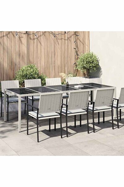 Concept Τραπέζι κήπου, 250x100x75 cm, λευκό, πολυρατάν και σκληρυμένο γυαλί