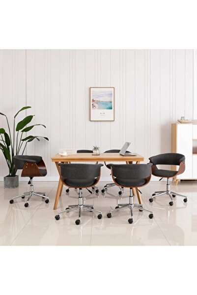 Concept Scaune de bucătărie pivotante, 6 buc., gri, material textil