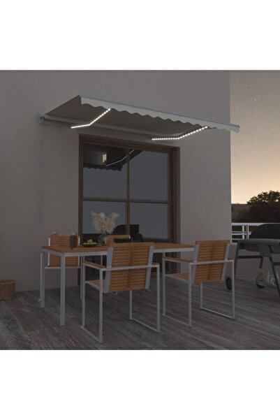 Concept Χειροκίνητη αναδιπλούμενη τέντα με LED, κρεμ, 350x250 cm