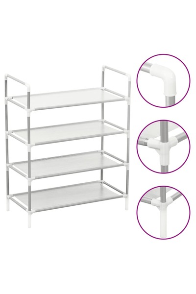 Concept Raft încălțăminte 4 etajere, argintiu, metal și textil nețesut