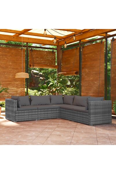 Concept Σετ επίπλων κήπου 5 τεμαχίων με μαξιλάρια, γκρι, πολυρατάν