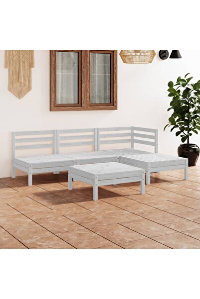 Concept Σετ επίπλων κήπου, 5 τεμάχια, λευκό, μασίφ ξύλο πεύκου