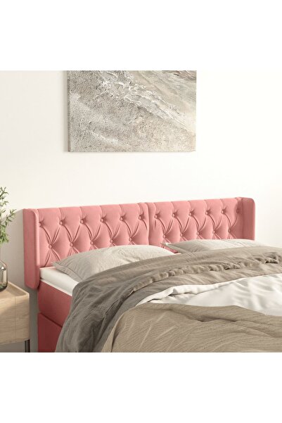 Concept Tăblie de pat cu aripioare roz 147x16x78/88 cm catifea