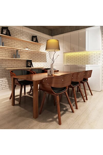 Concept Καρέκλες κουζίνας, 6 τεμ., καφέ, οικολογικό Δερμάτινο