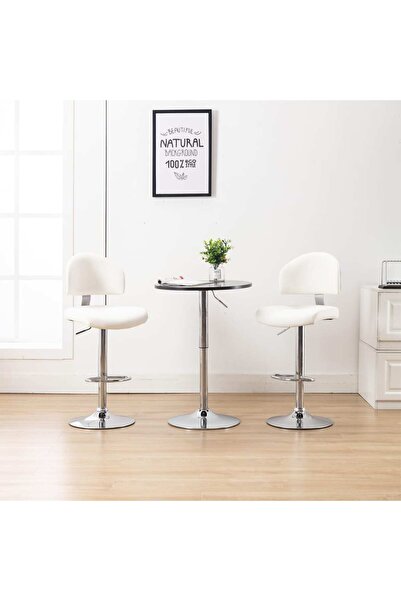 Concept Σκαμπό μπαρ, 2 τεμ., λευκό, οικολογικό Δερμάτινο