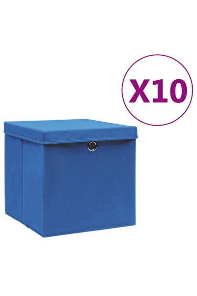 Concept Κουτιά αποθήκευσης με καπάκια, 10 τεμ., μπλε, 28x28x28 εκ.