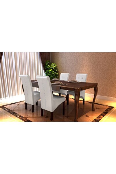 Concept Καρέκλες κουζίνας, 4 τεμ., λευκές, οικολογικό Δερμάτινο